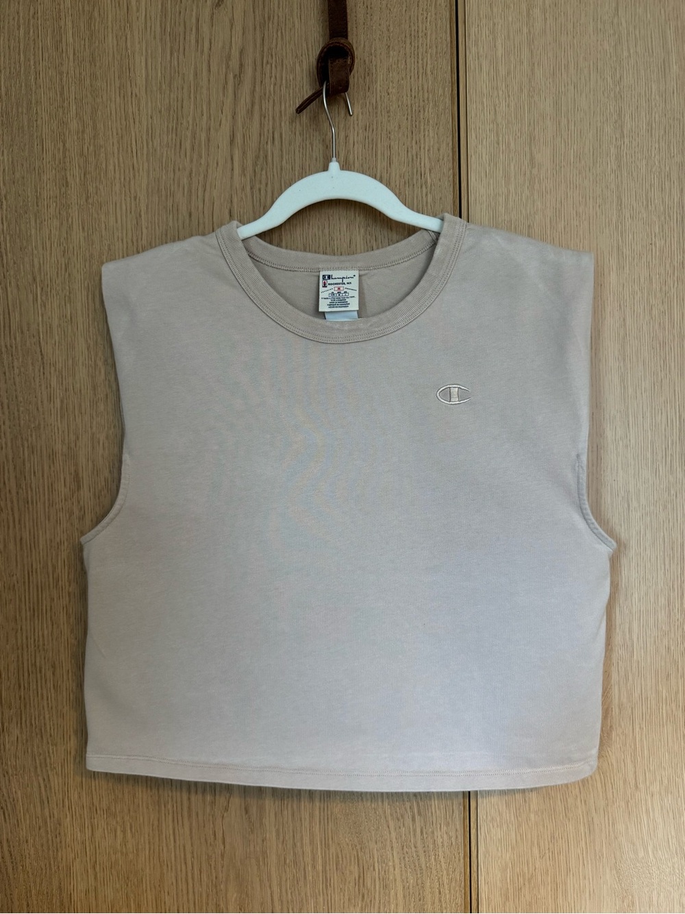 Champion Cropped Sleeveless Tank Top - Light Taupe